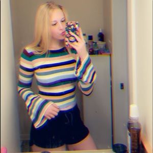 bell sleeve striped shirt